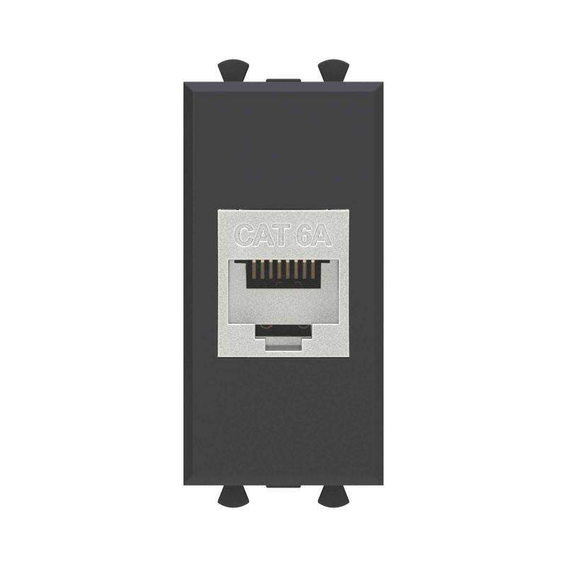 розетка компьютерная 1мод. avanti "черный матовый" rj45 кат.6a без шторок экранир. модульная механизм dkc 4412771 от BTSprom.by