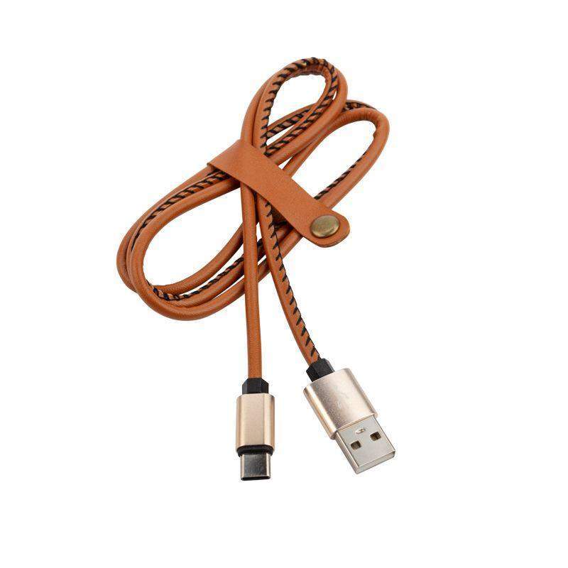 кабель usb-type-c 2а 1м коричневая кожаная оплетка rexant 18-1897 от BTSprom.by