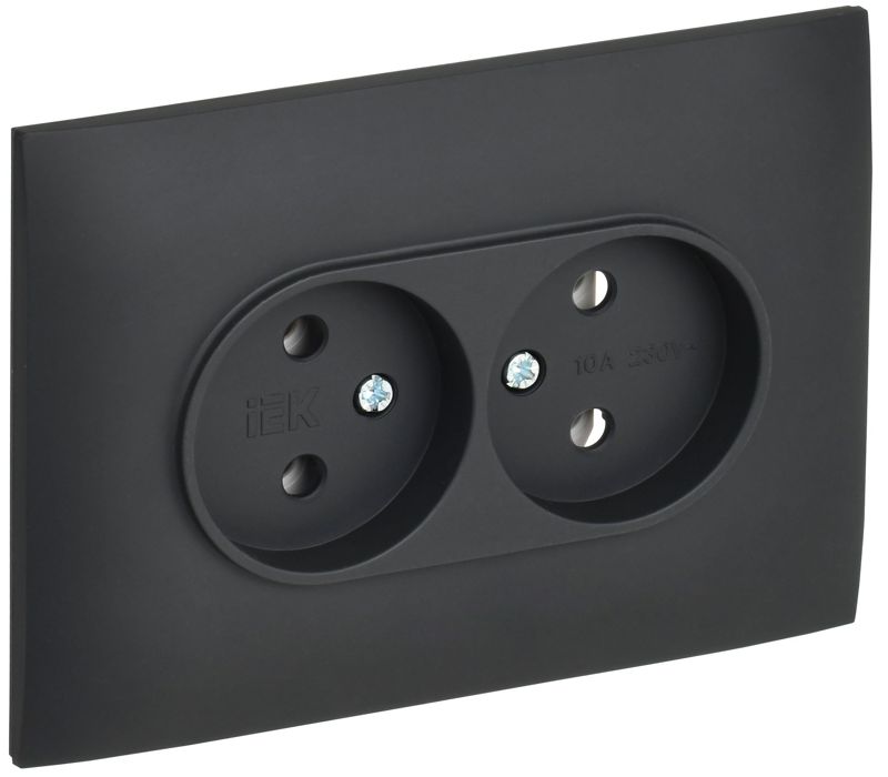 розетка 2-м skandy 10а без заземл. без защ. шторок в сборе sk-r10g графит iek sk-r20-10-k53-f от BTSprom.by