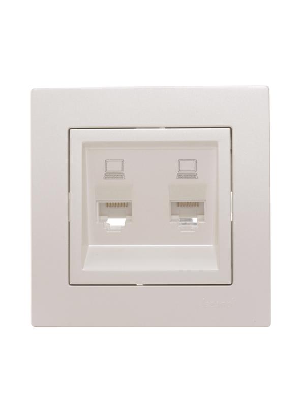  Розетка компьютерная 2-м СП Vesna механизм жемчуж./бел. перламутр LEZARD 742-3088-141 фото в каталоге от BTSprom.by