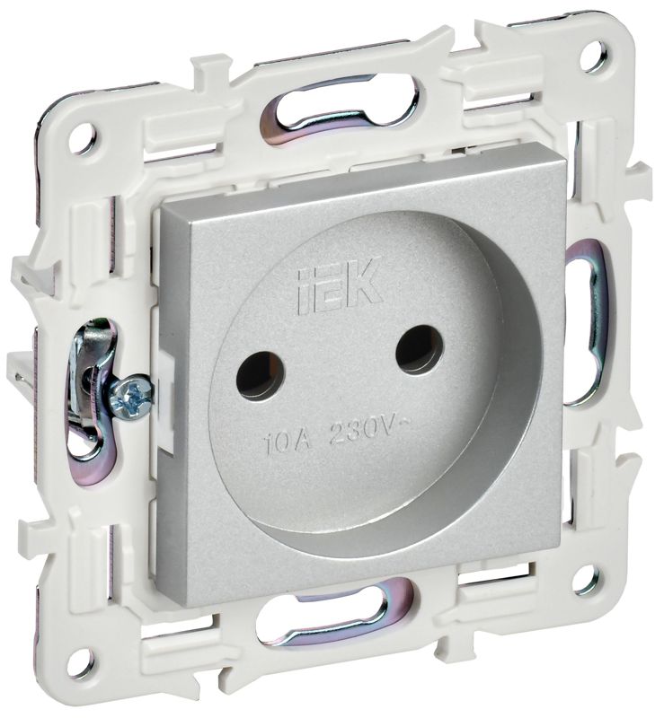 розетка skandy 10а без заземл. без защ. шторок sk-r02s серебр. iek sk-r10-10-k23 от BTSprom.by