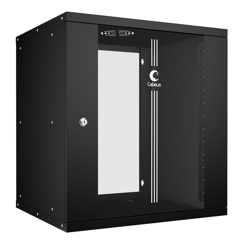 шкаф телекоммуникационный настенный разборный light wsc-05d-12u55/45-bk 19дюйм 12u дверь стекло черн. cabeus 10180c от BTSprom.by
