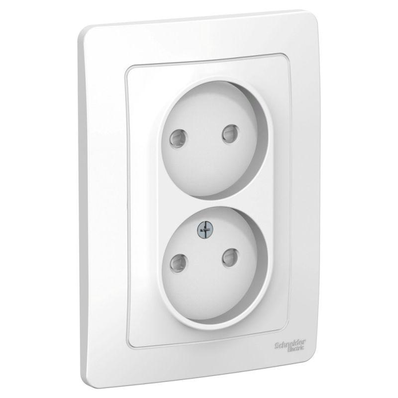 розетка 2-м сп blanca 16а ip20 250в без заземл. защ. шторки бел. se blnrs000121 от BTSprom.by