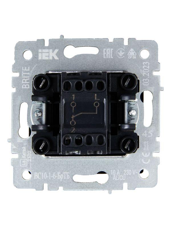  Выключатель проходной 1-кл. СП BRITE ВС10-1-6-БрТБ 10А механизм бронза IEK BR-V12-0-10-K45 фото в каталоге от BTSprom.by