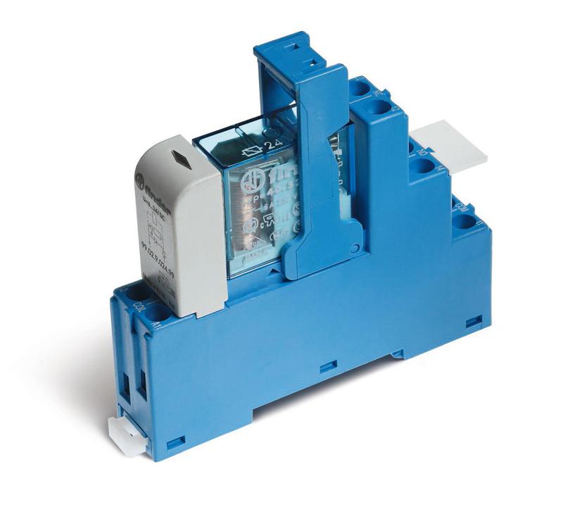 модуль интерфейсный (сборка 40.52.7.125.0000 + 99.02.9.220.99 + 95.05spa) электромеханич. реле 2co 8а agni 125в dc (чувствит.) ip20 винт. клеммы пластик. клипса led + диод finder 485271250050spb от BTSprom.by