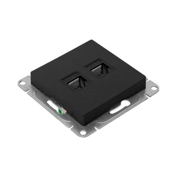  Розетка компьютерная 2-м СП Эпика RJ45 кат.5 механизм черн. EKF UP1-SOB-2RJ45-5 фото в каталоге от BTSprom.by