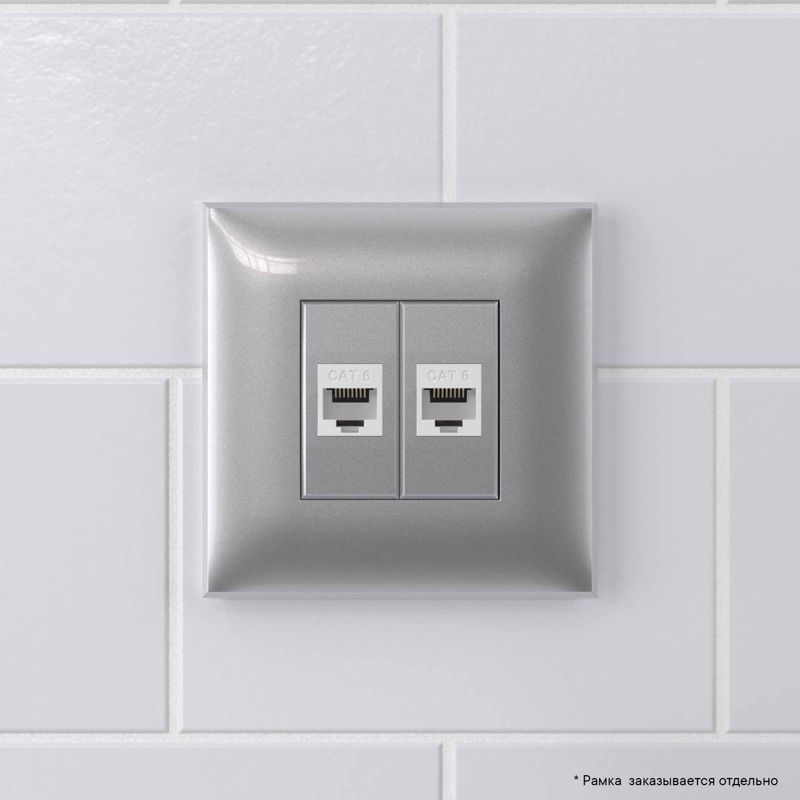  Розетка компьютерная 2-м СП Avanti "Закаленная сталь" RJ45 кат.6 без шторок механизм DKC 4404694 фото в каталоге от BTSprom.by