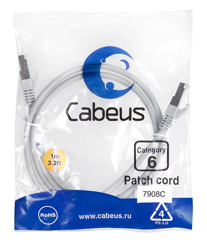 патч-корд f/utp кат.6 pc-ftp-rj45-cat.6-1m-lszh 2xrj45/8p8c экранир. lszh 1м сер. cabeus 7908c от BTSprom.by
