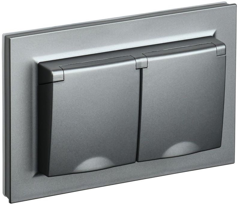 розетка 2-м сп brite рсбш12-3-44-брс 16а в сборе ip44 с крышкой сталь iek br-r26-16-44-k46-f от BTSprom.by