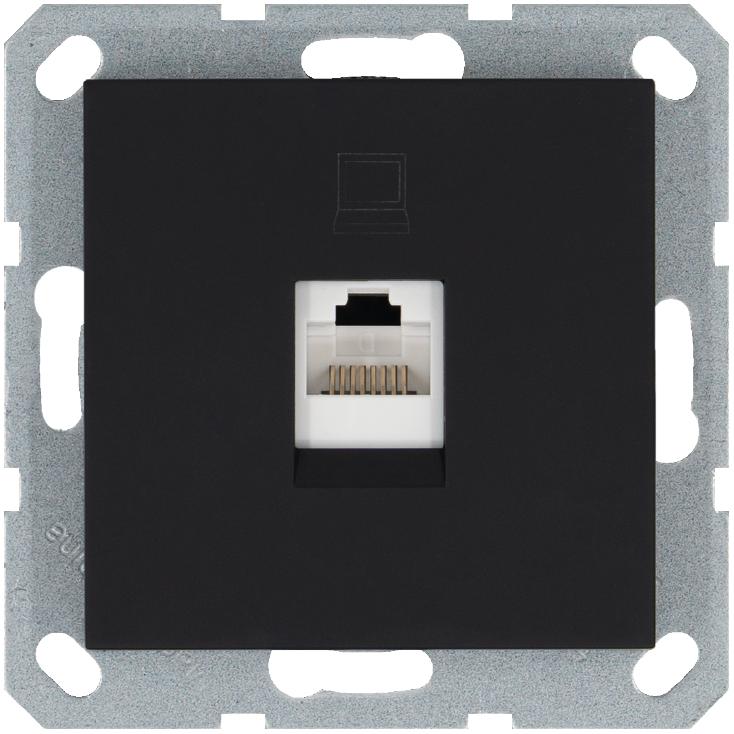 розетка компьютерная 1-м rj45 ip20 кат. 5e механизм черн. матов. soft touch jasmart g6105pb от BTSprom.by