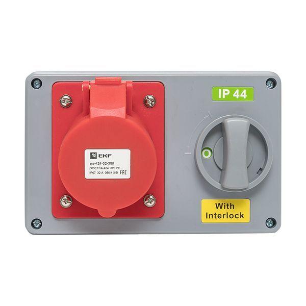  Розетка 1424 3Р+РЕ 32А 380В IP44 с блокировкой и выкл. EKF ps-1424-32-380 фото в каталоге от BTSprom.by
