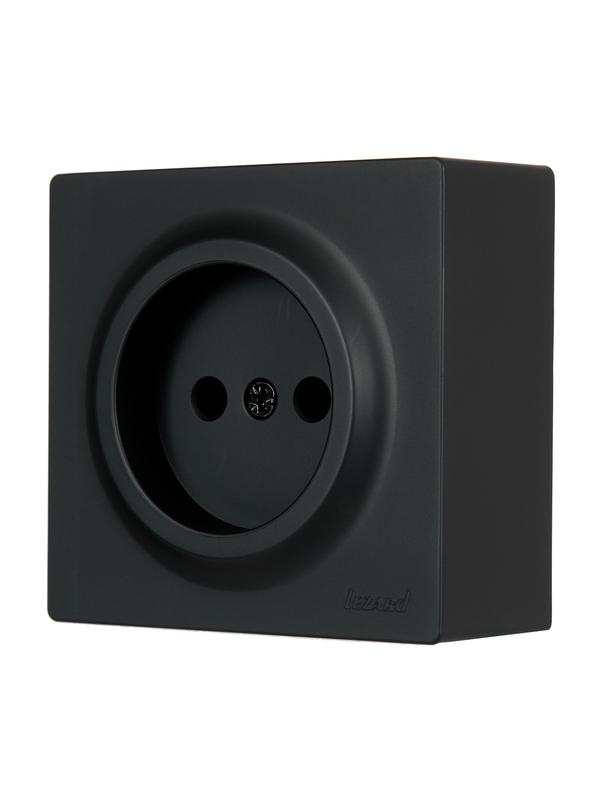  Розетка 1-м ОП LETO без заземл. ПБТ черн. бархат LEZARD 752-4200-121B фото в каталоге от BTSprom.by