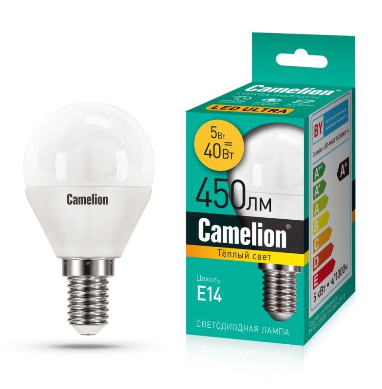 лампа светодиодная ledrb/5-g45/830/e14 5вт 220в led-m g45 3000к e14 camelion 15057 от BTSprom.by