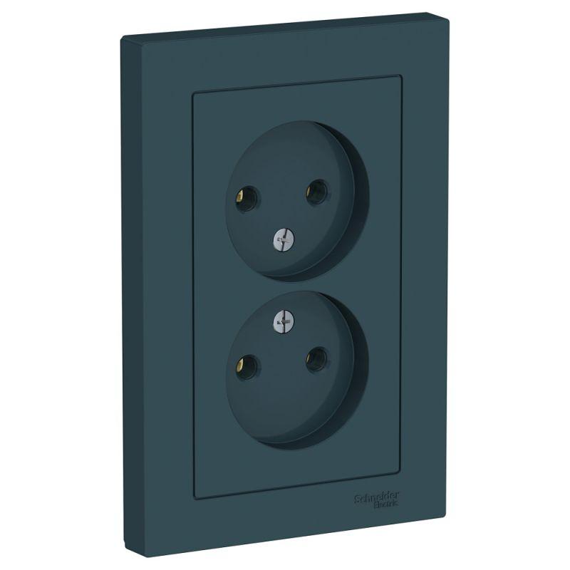 розетка 2-м сп atlasdesign 16а ip20 без заземл. в сборе изумруд se atn000820 от BTSprom.by