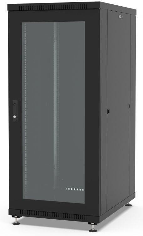 шкаф напольный network 19дюйм 27u 600х800х1098 двери: стеклян. и сплошная метал. ral9005 черн. filum fl-nt-2768gm1m-bk от BTSprom.by