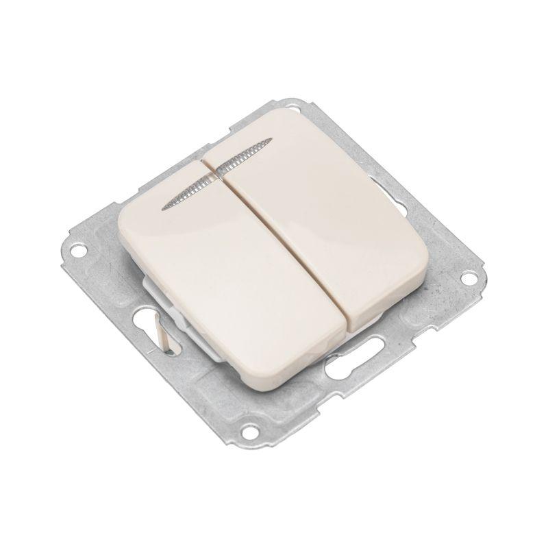  Выключатель 2-кл. СП DEA 10А с подсветкой механизм беж. Kranz KR-78-0233 фото в каталоге от BTSprom.by