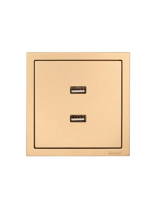  Розетка 2-мест. USB разъем СП ZIMA IP20 зол. LEZARD 704-3688-192 фото в каталоге от BTSprom.by