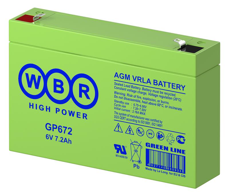 аккумулятор 6в 7.2а.ч wbr gp672 wbr от BTSprom.by