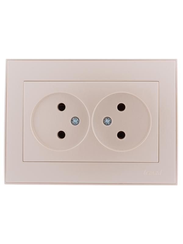 розетка 2-м сп rain 16а ip20 без заземл. керамика жемчуж./бел. метал. lezard 703-3030-128 от BTSprom.by