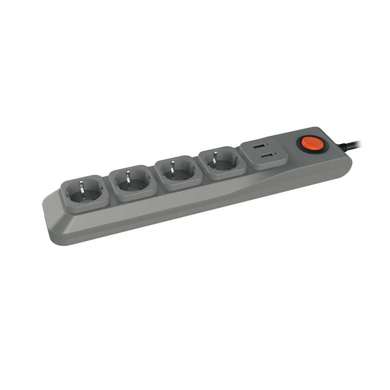 удлинитель с сетевым фильтром 4х3м с заземл. 10а lux sgsl5-3u grey 1хusb 1а пвс 3х0.75 защита от перенапряж. короткого замыкания uniel ul-00001761 от BTSprom.by