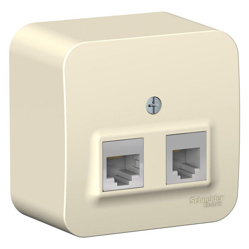 розетка компьютерная + телефонная 2-м оп blanca rj45 кат.5e + rj11 с изолир. пластиной молочн. se blnia045112 от BTSprom.by