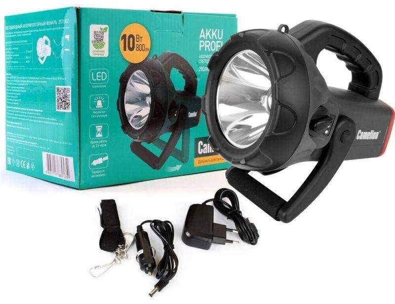 фонарь аккумуляторный 2931r2 led cree 10вт аккум. 4в 4а.ч 220в/12в карбон (кор.) camelion 11459 от BTSprom.by