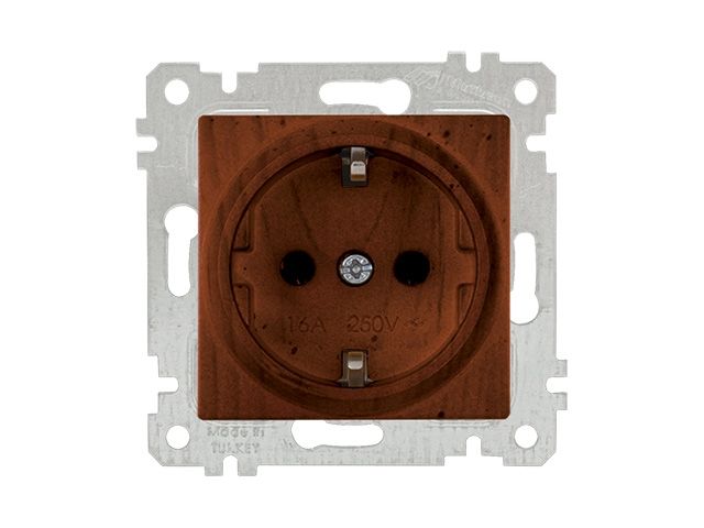 розетка 1-ая (скрытая, без рамки, с/з) орех, rita, mutlusan (16 a, 250 v, ip 20) 2200 600 0257 от BTSprom.by