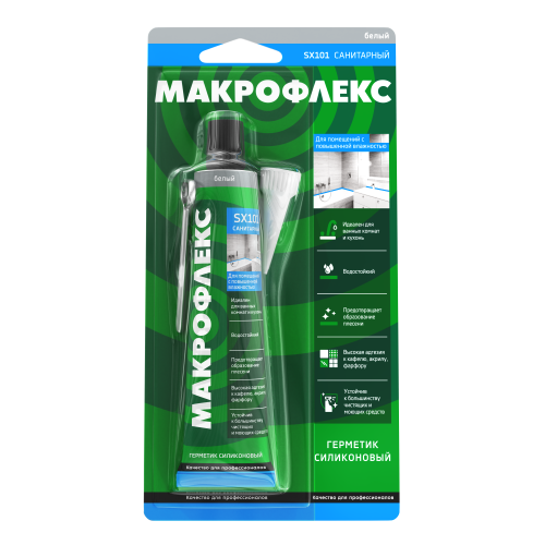 герметик санитарный силиконовый sx101 (70мл) бел. makroflex б0026311 от BTSprom.by