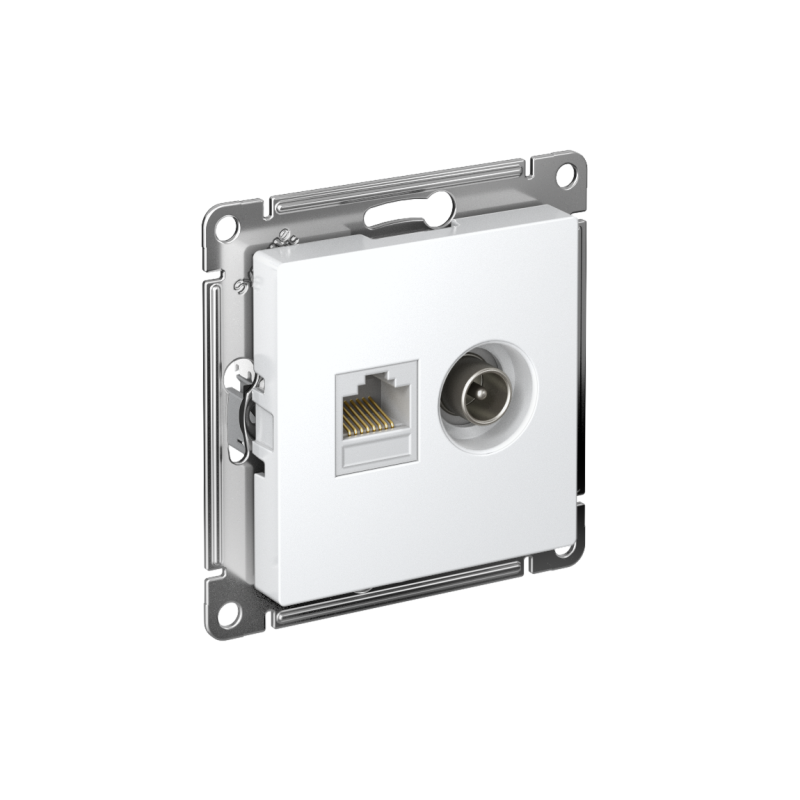 розетка компьютерная + телевизионная 2-м сп atlasdesign rj45 кат.5e + tv механизм бел. se atn000189 от BTSprom.by