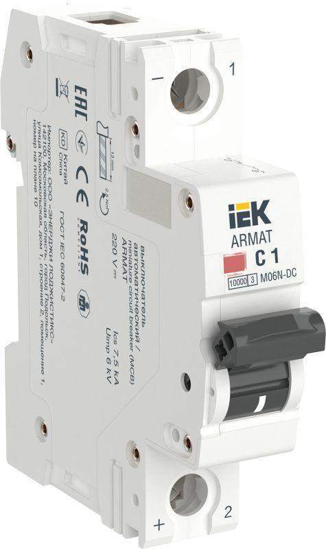выключатель автоматический модульный 1п c 1а m06n-dc armat iek ar-m06n-1-c001dc от BTSprom.by