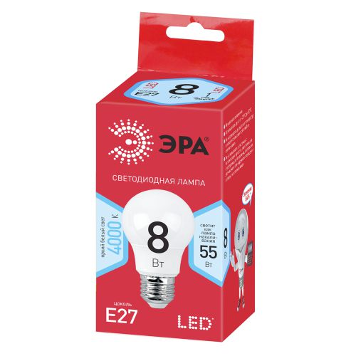 Лампа светодиодная RED LINE LED A55-8W-840-E27 R 8Вт A55 грушевидная 4000К нейтр. бел. E27 Эра Б0052382 фото в каталоге от BTSprom.by
