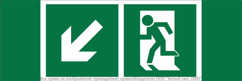 знак безопасности npu-3311.e33"напр. к эвакуационному выходу налево вниз" белый свет a32684 от BTSprom.by