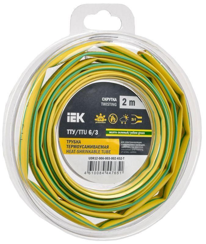трубка термоусадочная тту нг-ls 6/3 желт./зел. (уп.2м) iek udr12-006-003-002-k52-t от BTSprom.by