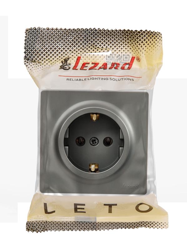  Розетка 1-м ОП LETO с заземл. ПБТ платина LEZARD 752-3500-122B фото в каталоге от BTSprom.by