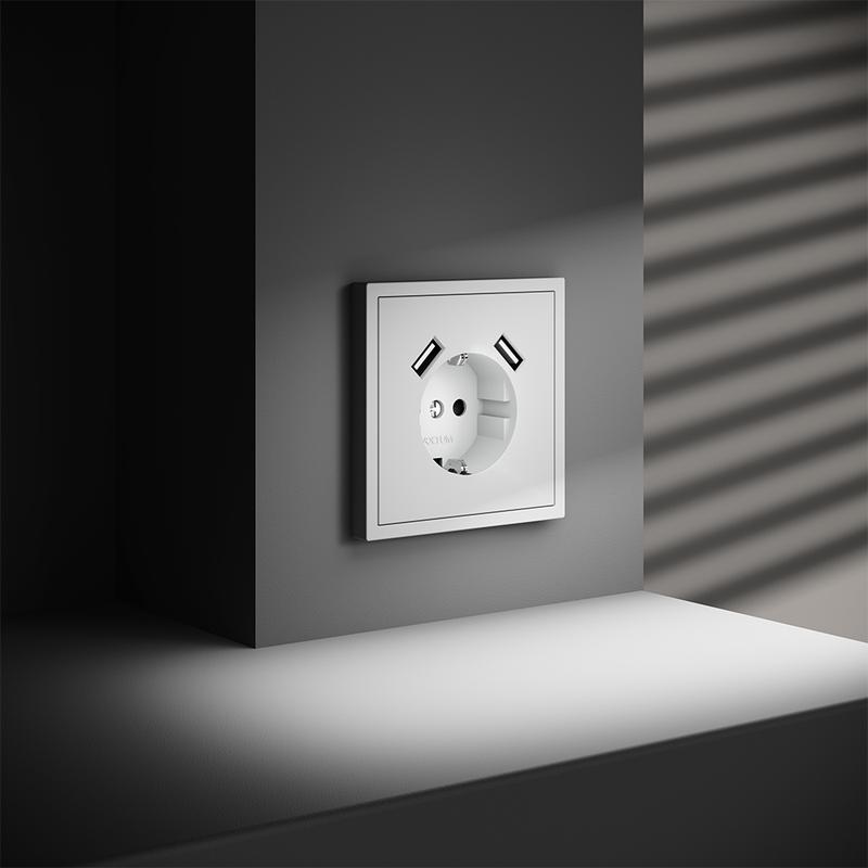  Розетка 1-м СП S70 16А с USB A+A с заземл. защ. шторки механизм бел. матов. Voltum VLS040402 фото в каталоге от BTSprom.by