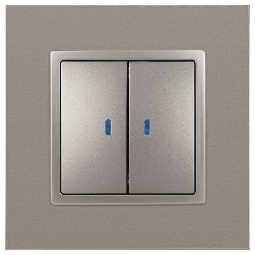  Выключатель 2-кл. Elegance 14-1105-16 250В 10АХ с подсветкой титан Эра Б0065789 фото в каталоге от BTSprom.by