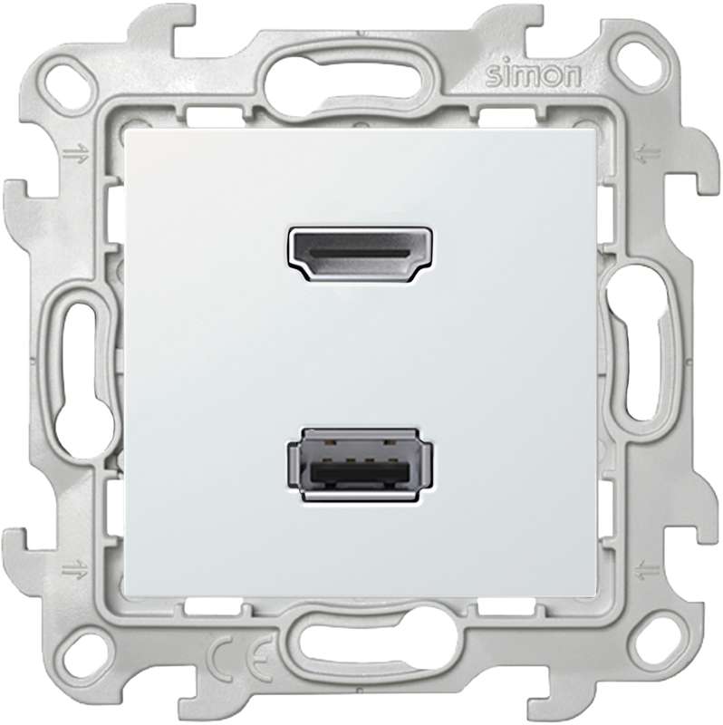 розетка hdmi + usb 2.0 2-м сп simon 24 ip20 коннектор механизм бел. simon 2411095-030 от BTSprom.by