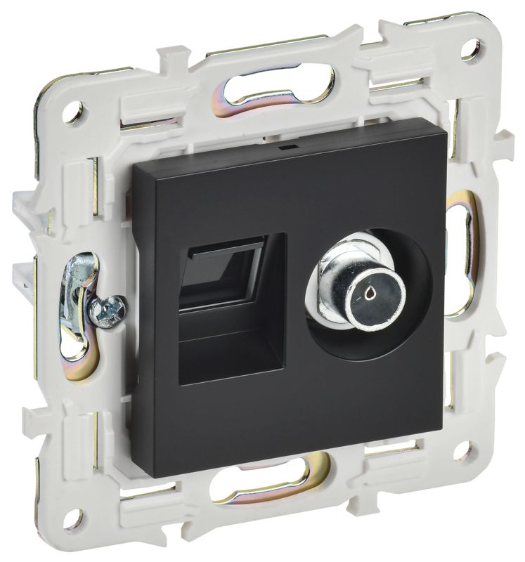 розетка двойная tv+rj45 кат.6e skandy sk-a15bl черн. iek sk-ak20-2-k02 от BTSprom.by