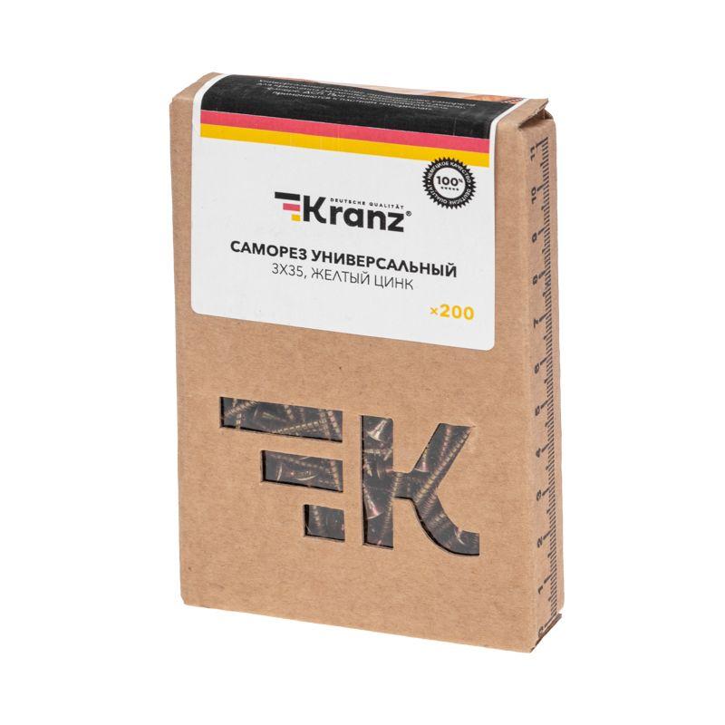  Саморез универсальный 3х35 желт. цинк (уп.200шт) Kranz KR-01-3311-014 фото в каталоге от BTSprom.by