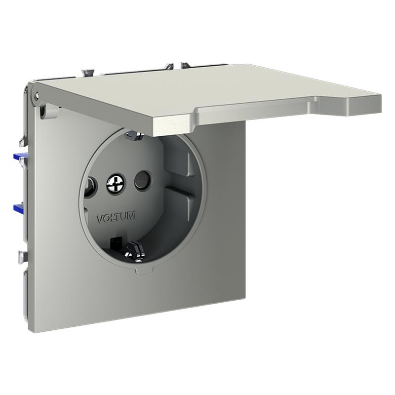  Розетка 1-м СП S70 16А с заземл. защ. шторки + крышка механизм сталь Voltum VLS040305 фото в каталоге от BTSprom.by