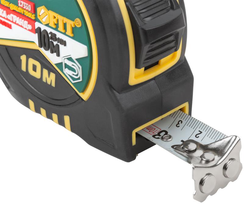  Рулетка Гранд 10мх25мм калибр. лента; нейлон. покрытие; магн. крючок; двойной стопор; прорезиненный корпус FIT 17330 фото в каталоге от BTSprom.by