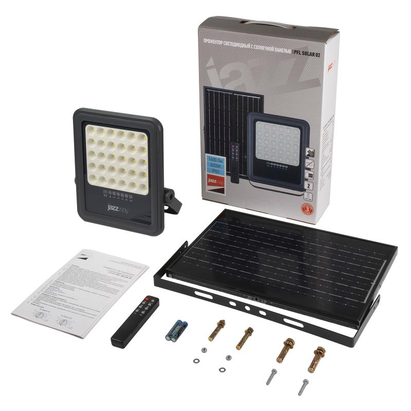  Прожектор светодиодный PFL SOLAR 02 100 6500К GR IP65 ДО с солнечн. панелью и пультом Pro+ JazzWay 5058477 фото в каталоге от BTSprom.by
