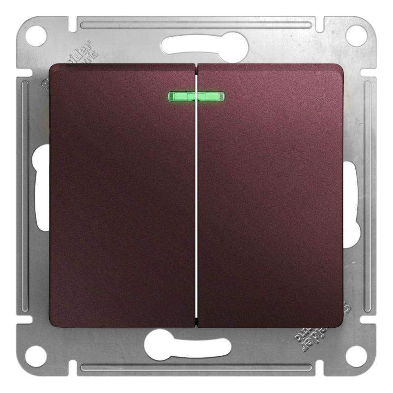 выключатель 2-кл. сп glossa 10а ip20 (сх. 5а) 10ax с подсветкой механизм баклажан. se gsl001153 от BTSprom.by