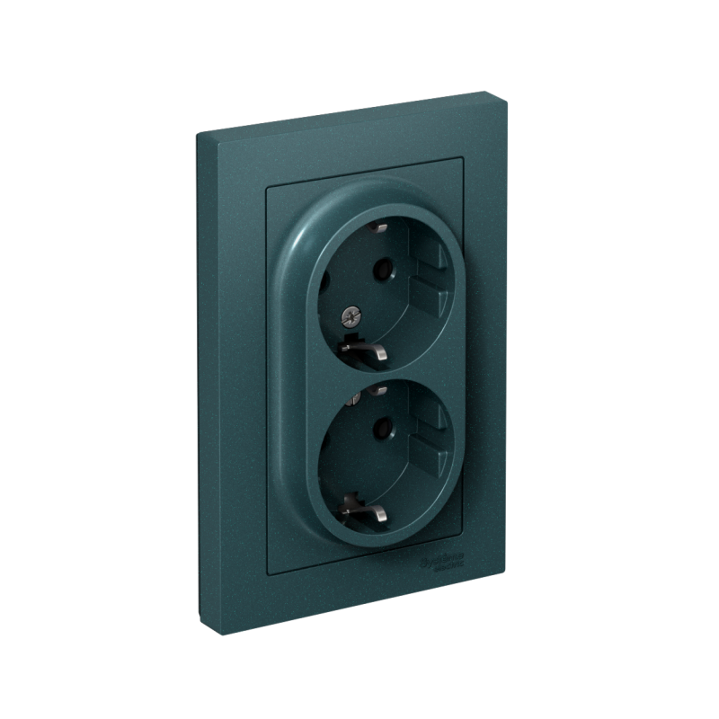 розетка 2-м сп atlasdesign 16а ip20 с заземл. в сборе изумруд se atn000824 от BTSprom.by