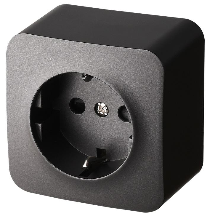 розетка 1-м оп 16а ip20 с заземл. защ. шторки антрацит jasmart fs5501b от BTSprom.by