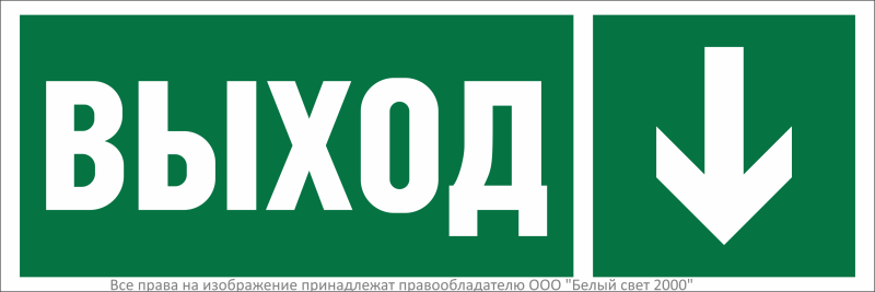 знак безопасности npu-3311.e29 "направление к эвакуационному выходу вниз" белый свет a32683 от BTSprom.by