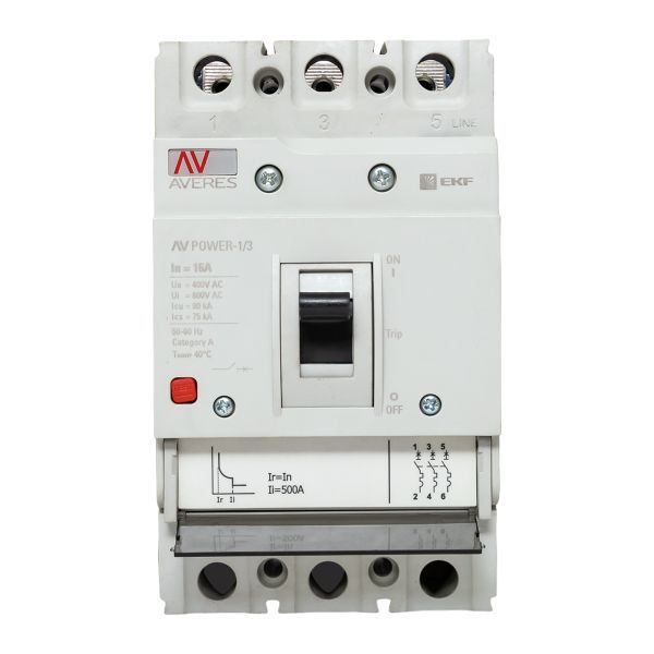  Выключатель автоматический 16А 80кА AV POWER-1/3 TR AVERES EKF mccb-13-16H-TR-av фото в каталоге от BTSprom.by