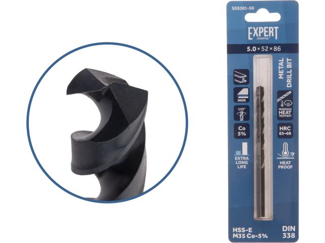 сверло по металлу ц/х 5.0х52х86 мм hss-co black expert startul (кобальт 5%) se8301-50 от BTSprom.by