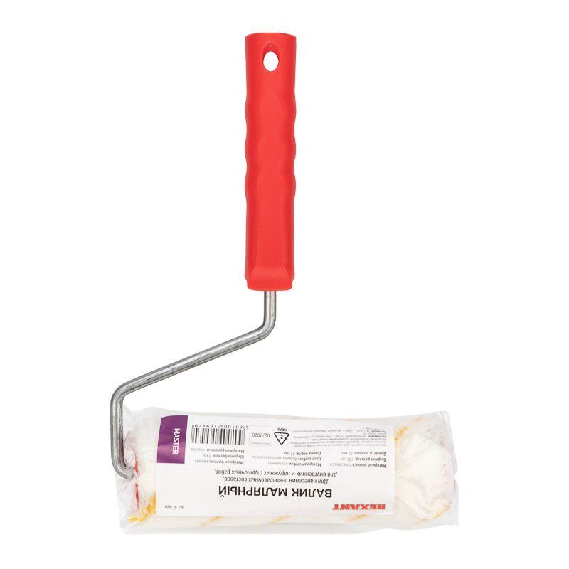  Валик полиамид бел. с желт. полосой ворс 11мм шир. ролика 180мм d42мм бюгель 8мм "Мастер" Rexant 89-0009 фото в каталоге от BTSprom.by