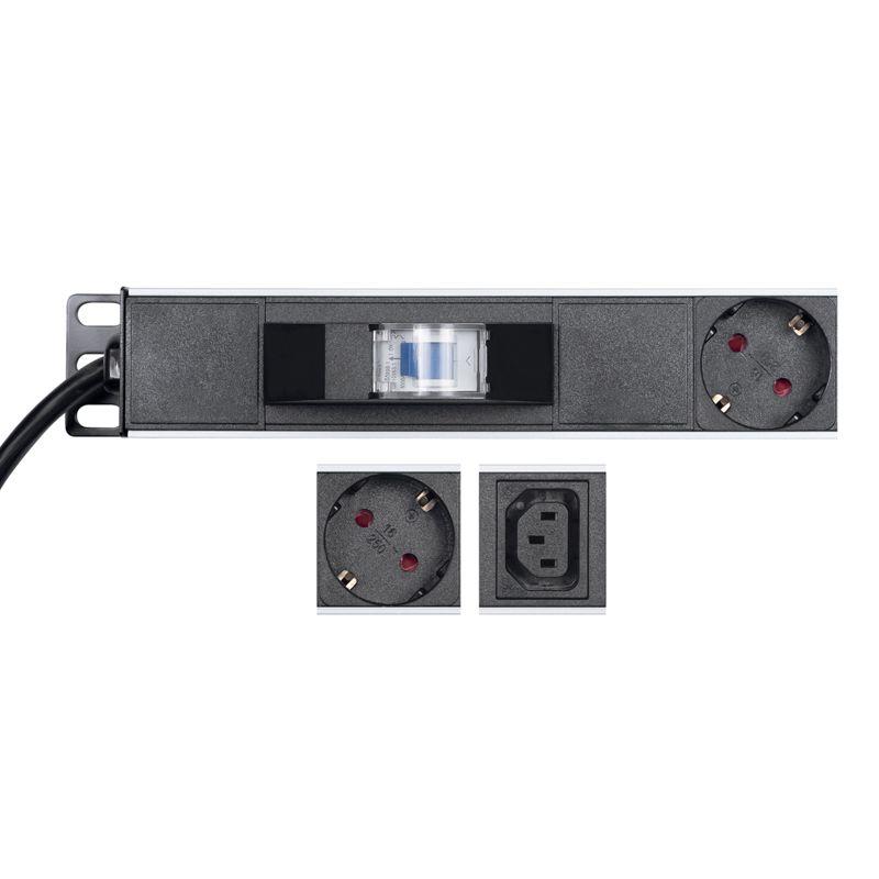  Блок распределения питания PDU 10 розеток СЕЕ 7/4 Schuko 10 розеток C13 16А автомат защиты вилка СЕЕ 7/7 вертикал. шнур 2м корпус алюм. Rexant 04-0202-2 фото в каталоге от BTSprom.by